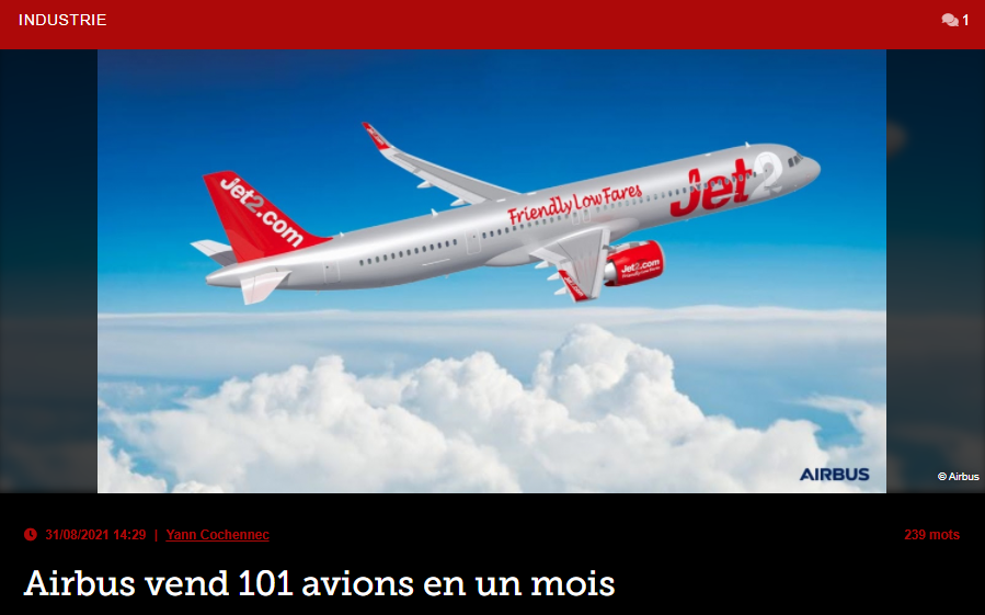 Airbus vend 101 avions en un mois