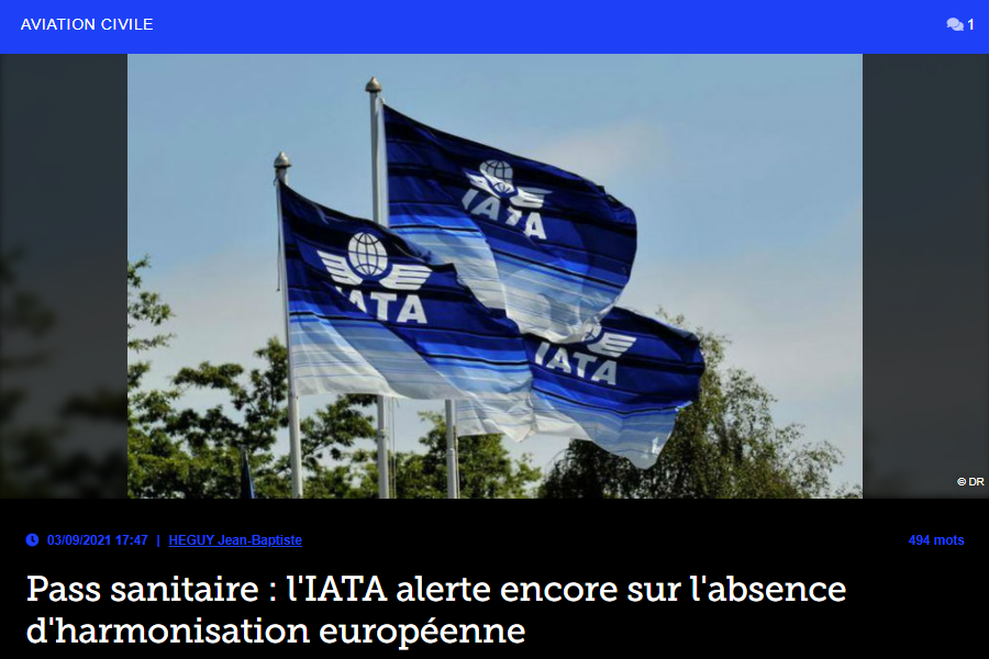 Pass sanitaire : l’IATA alerte encore sur l’absence d’harmonisation européenne