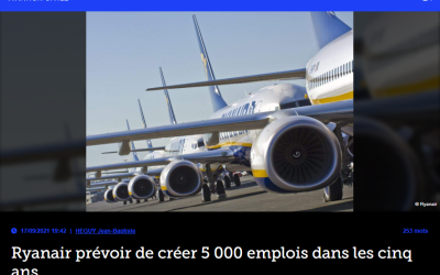 Ryanair prévoir de créer 5 000 emplois dans les cinq ans