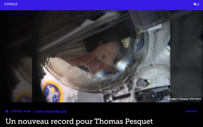 Un nouveau record pour Thomas Pesquet