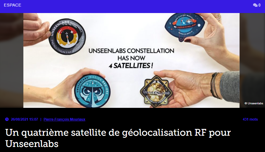 Un quatrième satellite de géolocalisation RF pour Unseenlabs