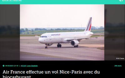 Air France effectue un vol Nice-Paris avec du biocarburant
