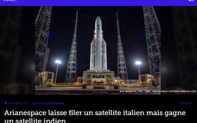 Arianespace laisse filer un satellite italien mais gagne un satellite indien