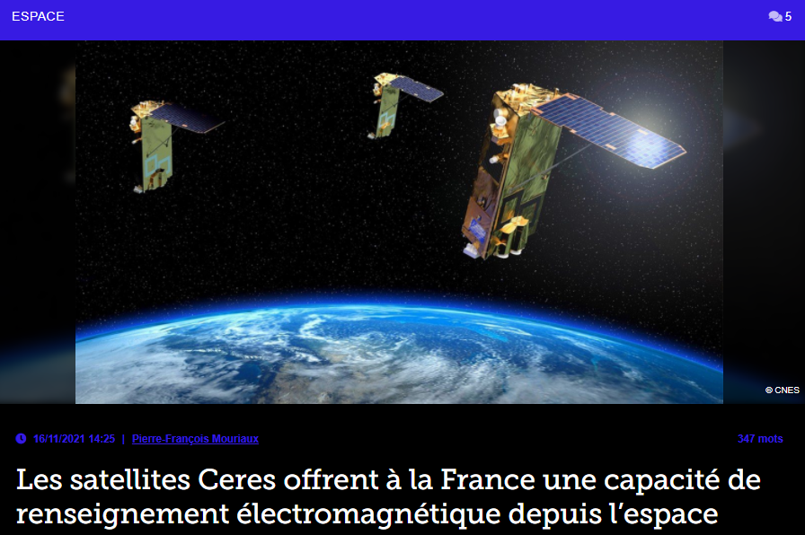 Les satellites Ceres offrent à la France une capacité de renseignement électromagnétique depuis l’espace