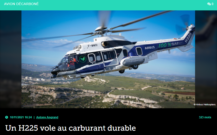 Un H225 vole au carburant durable