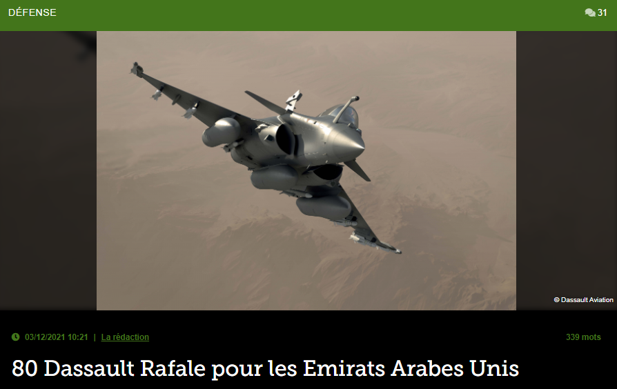 80 Dassault Rafale pour les Emirats Arabes Unis