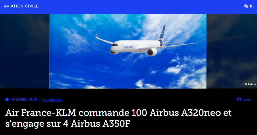 Air France-KLM commande 100 Airbus A320neo et s’engage sur 4 Airbus A350F