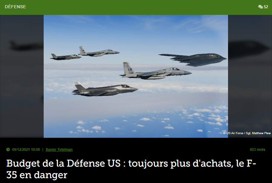 Budget de la Défense US : toujours plus d’achats, le F-35 en danger