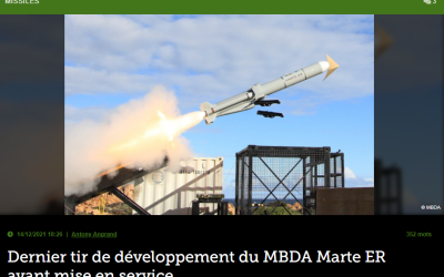Dernier tir de développement du MBDA Marte ER avant mise en service
