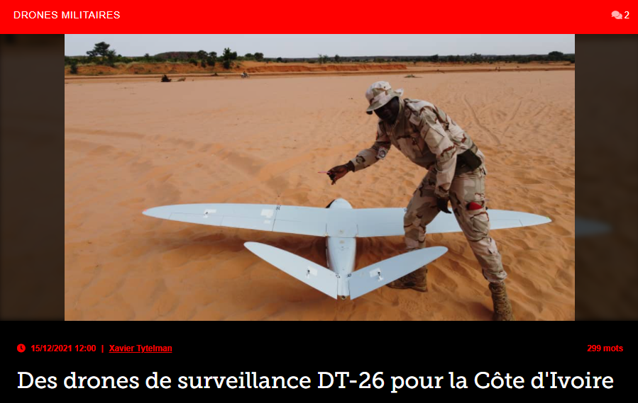 Des drones de surveillance DT-26 pour la Côte d’Ivoire