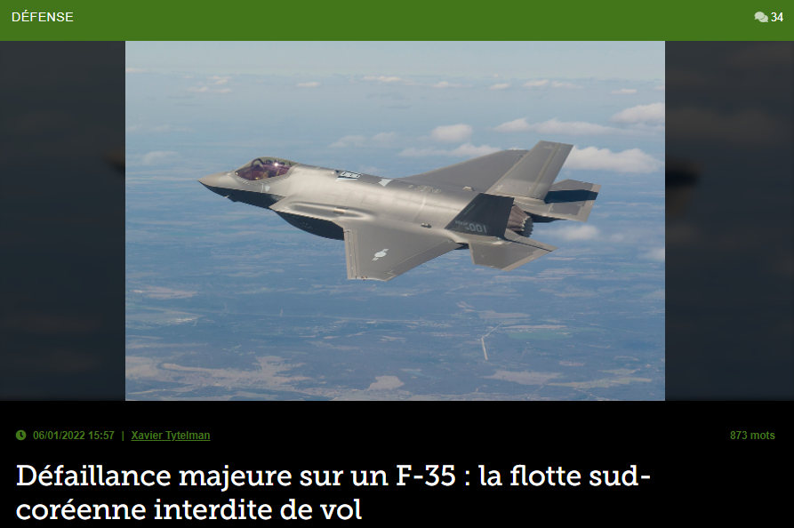 Défaillance majeure sur un F-35 : la flotte sud-coréenne interdite de vol