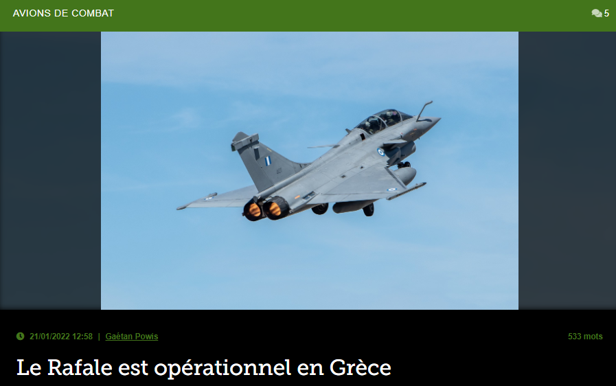 Le Rafale est opérationnel en Grèce