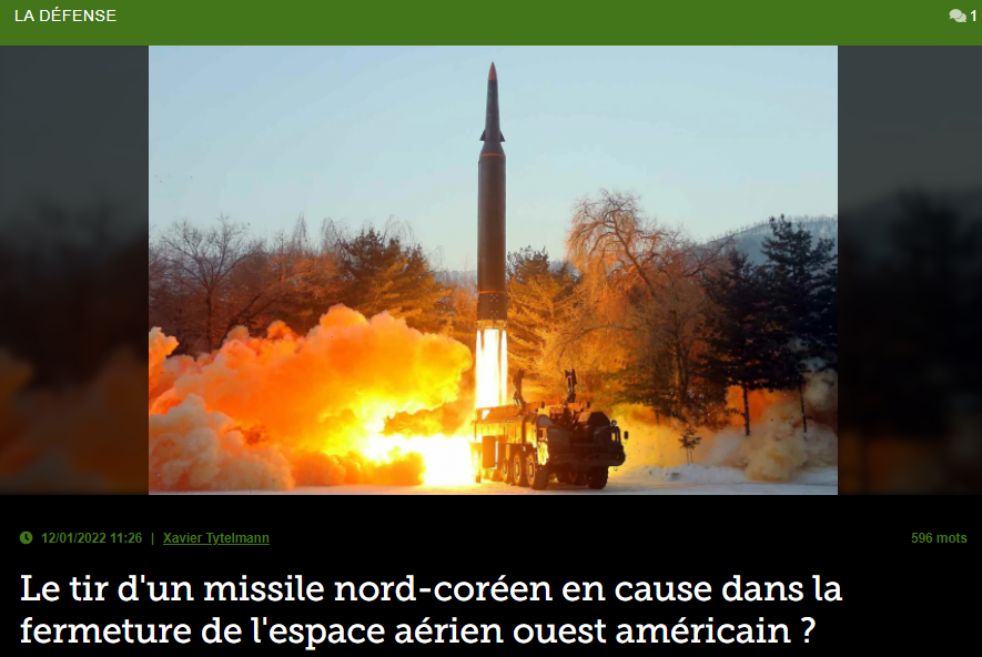 Le tir d’un missile nord-coréen en cause dans la fermeture de l’espace aérien ouest américain ?