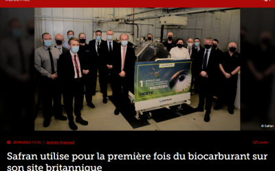 Safran utilise pour la première fois du biocarburant sur son site britannique