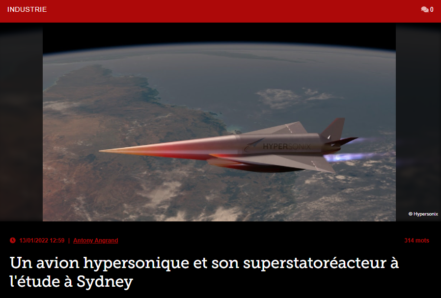 Un avion hypersonique et son superstatoréacteur à l’étude à Sydney