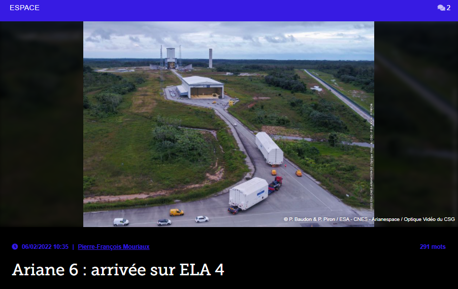 Ariane 6 : arrivée sur ELA 4