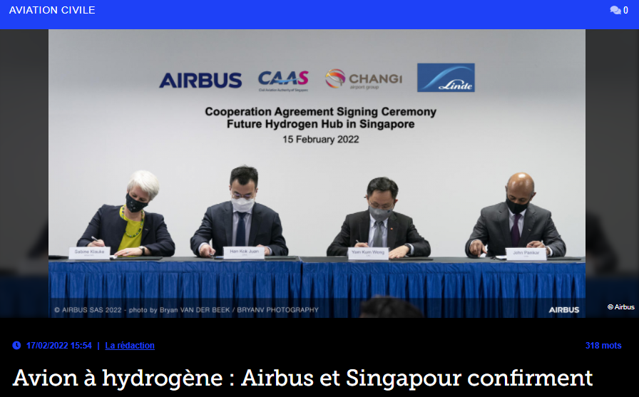Avion à hydrogène : Airbus et Singapour confirment