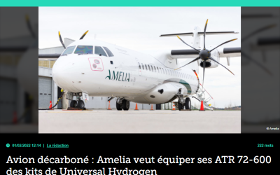 Avion décarboné : Amelia veut équiper ses ATR 72-600 des kits de Universal Hydrogen