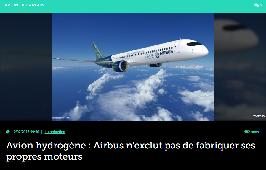 Avion hydrogène : Airbus n’exclut pas de fabriquer ses propres moteurs