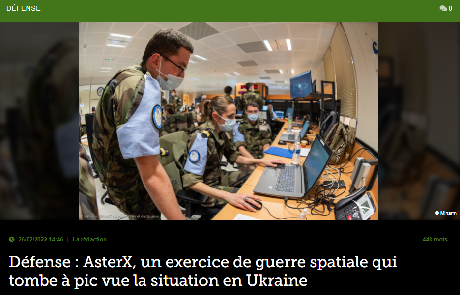 Défense : AsterX, un exercice de guerre spatiale qui tombe à pic vue la situation en Ukraine