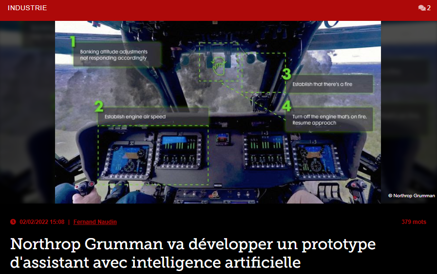 Northrop Grumman va développer un prototype d’assistant avec intelligence artificielle