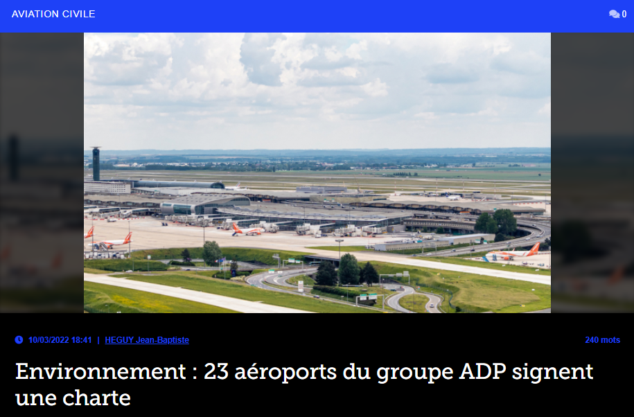 Environnement : 23 aéroports du groupe ADP signent une charte