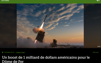 Un boost de 1 milliard de dollars américains pour le Dôme de Fer