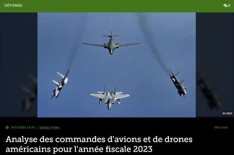 Analyse des commandes d’avions et de drones américains pour l’année fiscale 2023