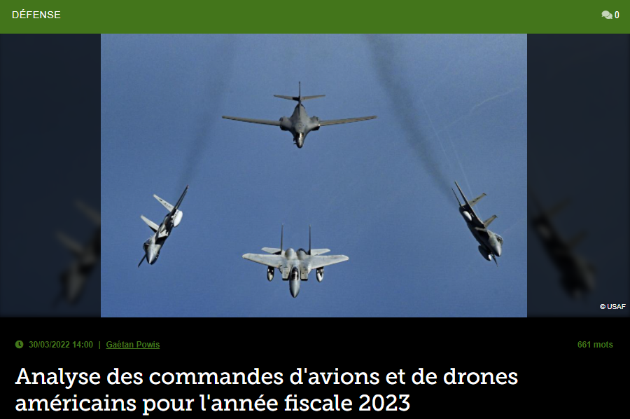 Analyse des commandes d’avions et de drones américains pour l’année fiscale 2023