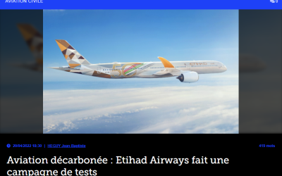 Aviation décarbonée : Etihad Airways fait une campagne de tests