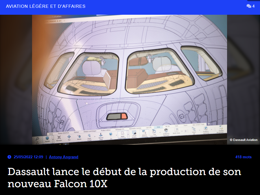 Dassault lance le début de la production de son nouveau Falcon 10X