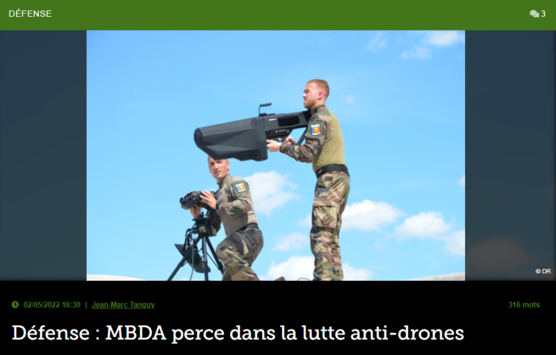 Défense : MBDA perce dans la lutte anti-drones