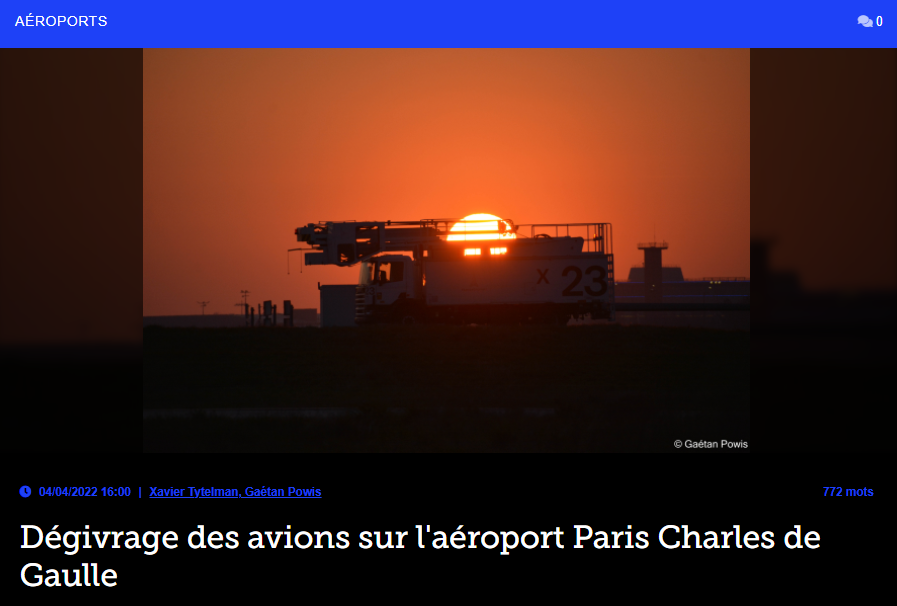 Dégivrage des avions sur l’aéroport Paris Charles de Gaulle