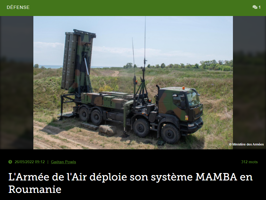 L’Armée de l’Air déploie son système MAMBA en Roumanie
