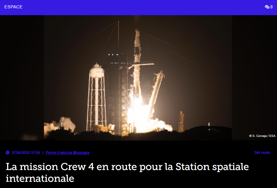 La mission Crew 4 en route pour la Station spatiale internationale