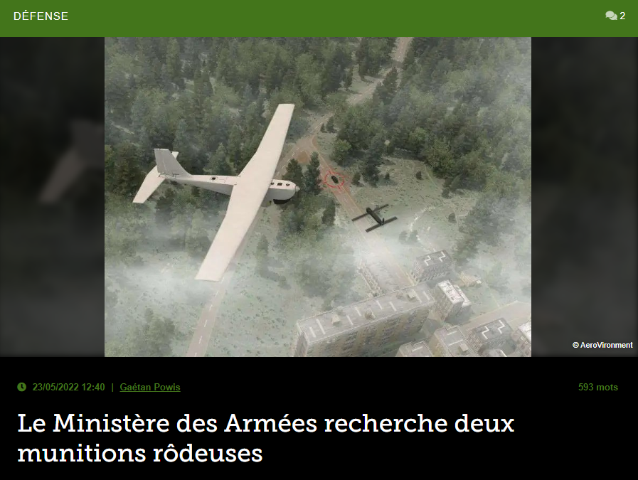 Le Ministère des Armées recherche deux munitions rôdeuses