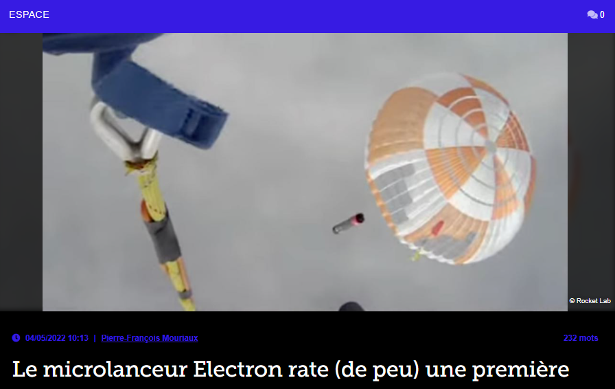 Le microlanceur Electron rate (de peu) une première