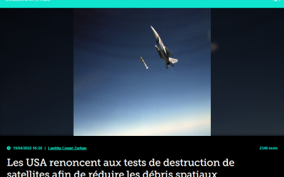 Les USA renoncent aux tests de destruction de satellites afin de réduire les débris spatiaux