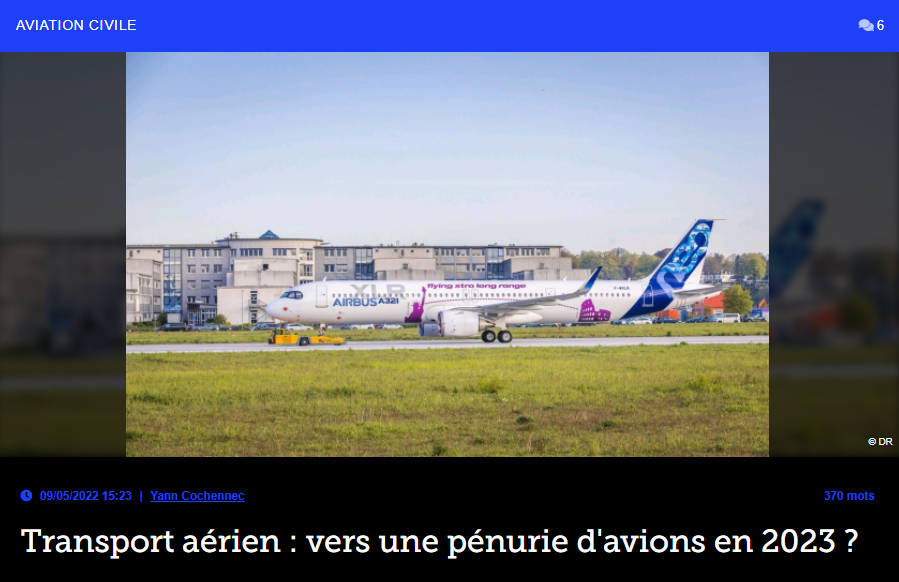 Transport aérien : vers une pénurie d’avions en 2023 ?