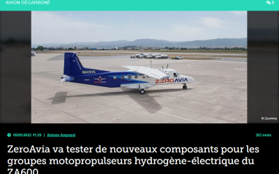 ZeroAvia va tester de nouveaux composants pour les groupes motopropulseurs hydrogène-électrique du ZA600