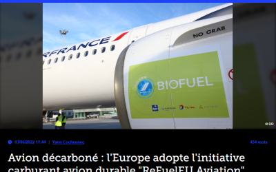 Avion décarboné : l’Europe adopte l’initiative carburant avion durable « ReFuelEU Aviation »