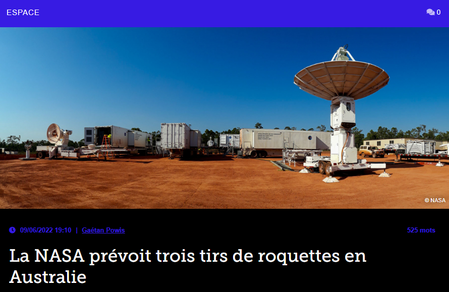 La NASA prévoit trois tirs de roquettes en Australie