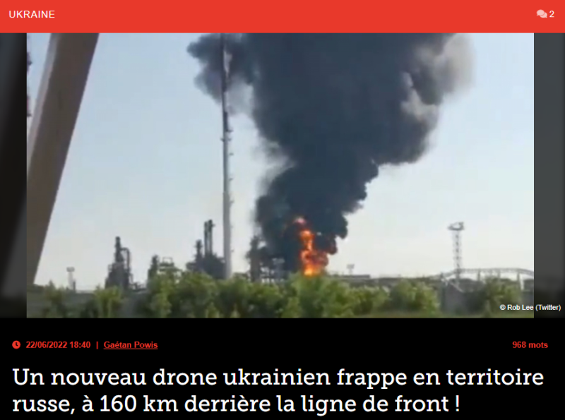 Un nouveau drone ukrainien frappe en territoire russe, à 160 km derrière la ligne de front !
