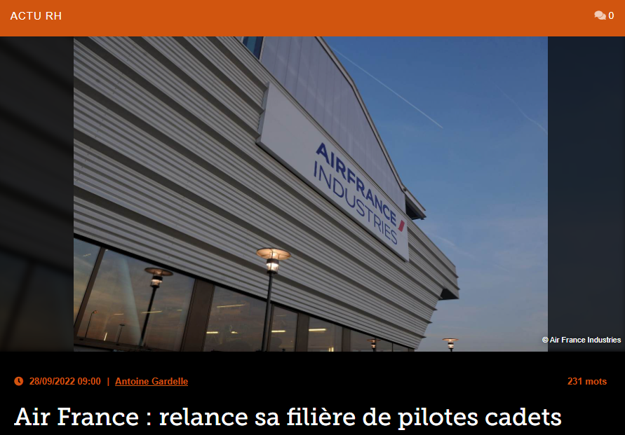 Air France : relance sa filière de pilotes cadets