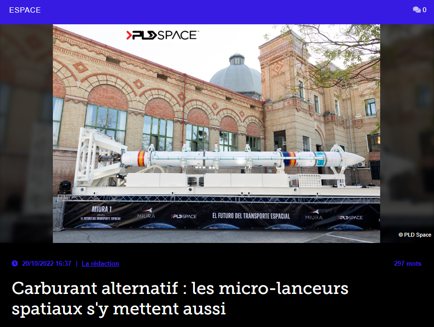 Carburant alternatif : les micro-lanceurs spatiaux s’y mettent aussi