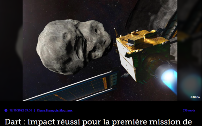 Dart : impact réussi pour la première mission de défense planétaire