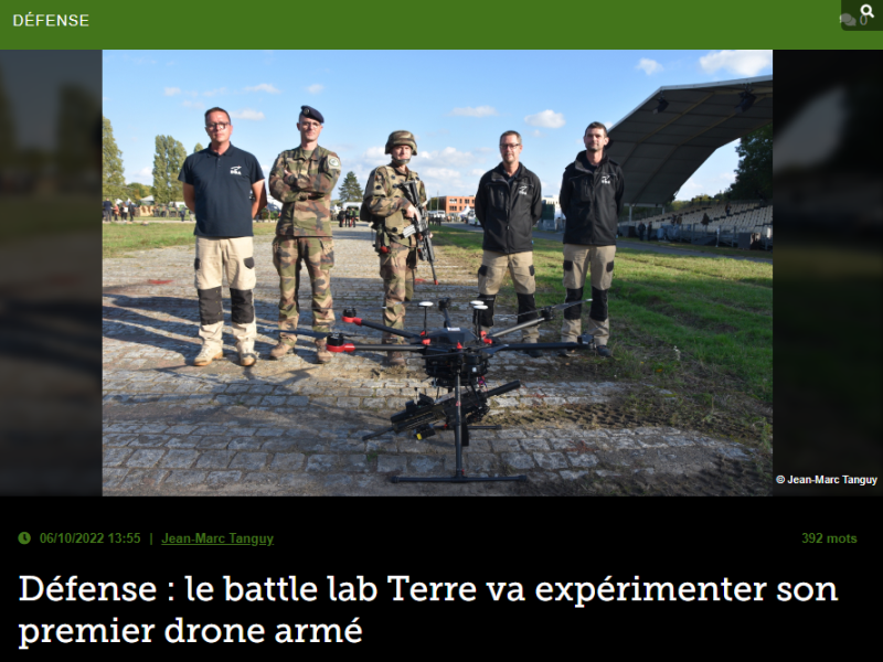 Défense : le battle lab Terre va expérimenter son premier drone armé