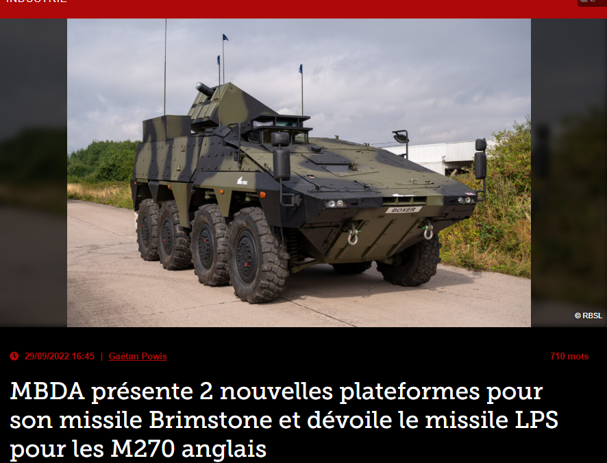 MBDA présente 2 nouvelles plateformes pour son missile Brimstone et dévoile le missile LPS pour les M270 anglais