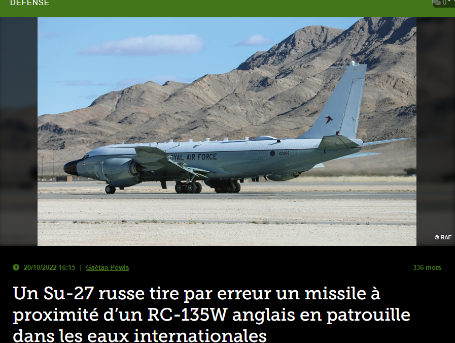Un Su-27 russe tire « par erreur » un missile sur un avion de la Royal Air Force – réaction sur LCI