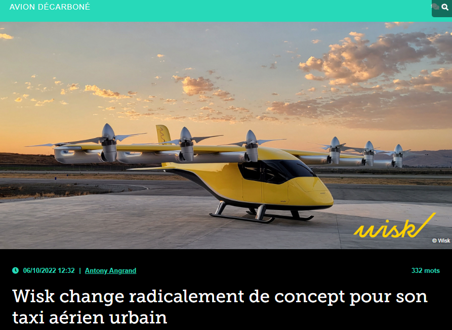 Wisk change radicalement de concept pour son taxi aérien urbain